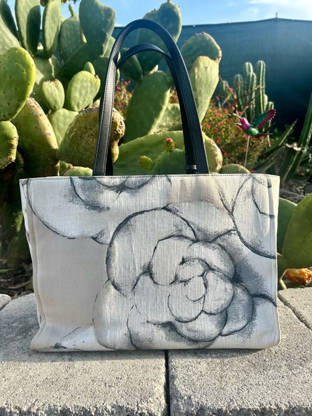 Chanel Camellia Canvas Tote Bag - Picture 5 of 7